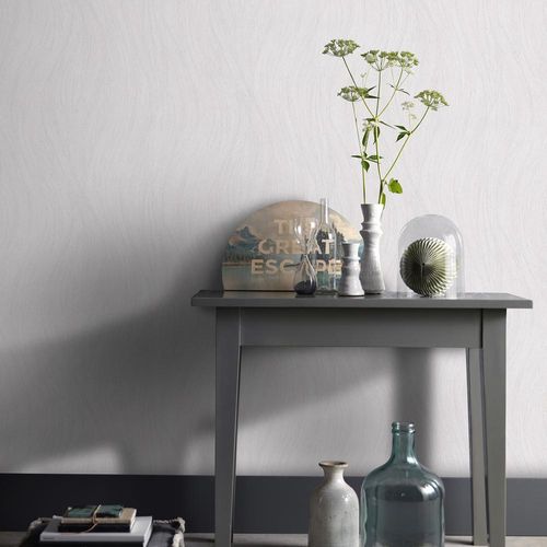 Non-woven wallpaper waves beige grey silver 10317-01