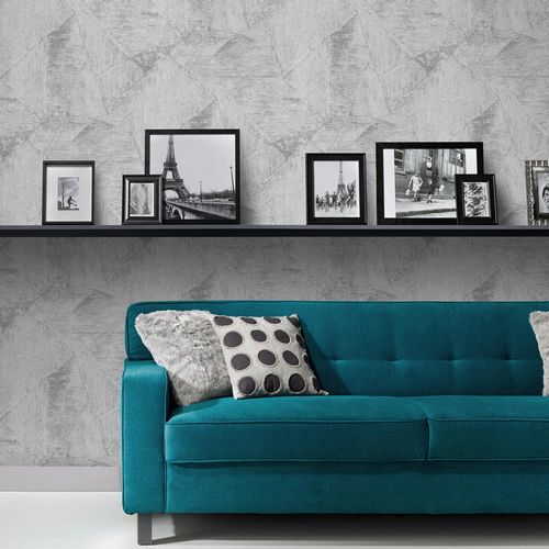 Non-woven wallpaper patches grey silver metallic 10319-10