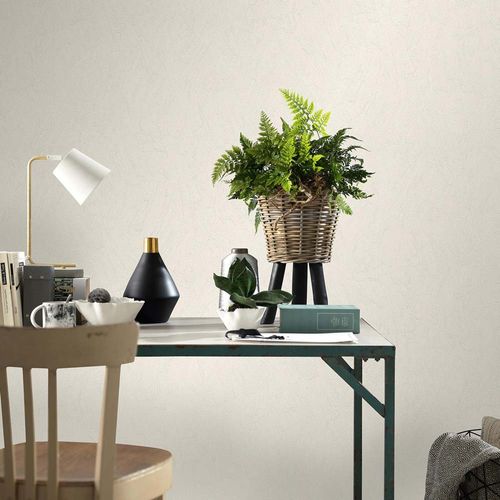 Non-woven wallpaper plaster look cream glitter 10301-14