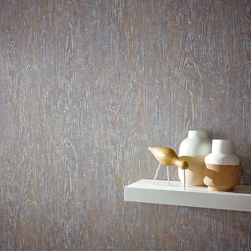 Non-woven wallpaper wood look grey copper 10307-10