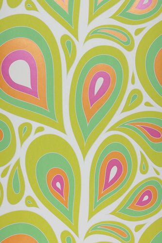 Wallpaper Nena Designer Marburg retro green orange 57201