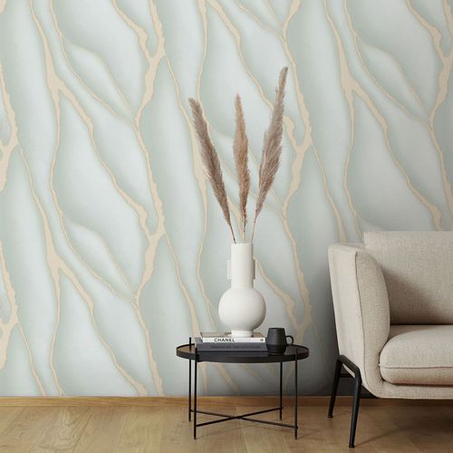 Non-woven wallpaper Elle marble look green beige 10345-07