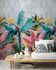 Photo Wallpaper Leaves Plaster Look grey Blue Pink 81601 1