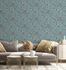 Non-Woven Wallpaper Leaves Floral Blue Black White 82340 1