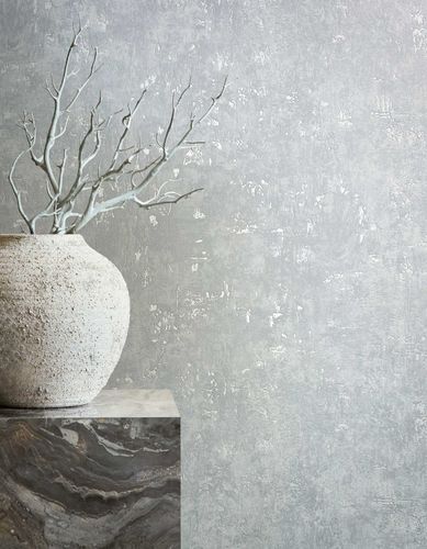 Non-Woven Wallpaper plaster Look grey pearl Metallic 82371