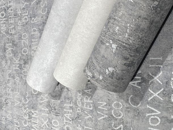 Non-Woven Wallpaper plaster Look grey White Metallic 82372