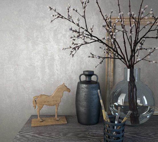 Non-Woven Wallpaper Plaster Look White pearl Metallic 82374