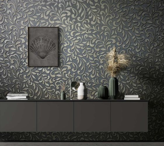 Non-Woven Wallpaper Ornaments grey Silver Metallic 82385