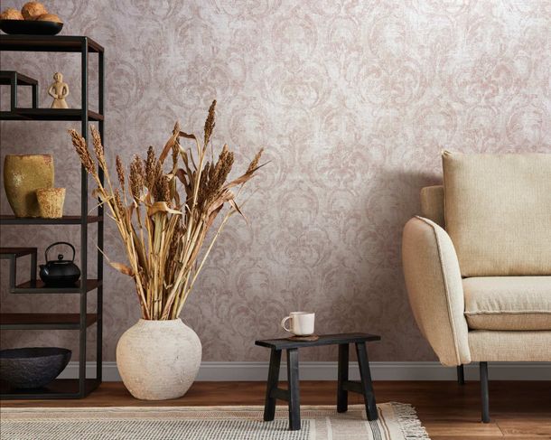 Non-Woven Wallpaper Ornaments Beige Red White 82387