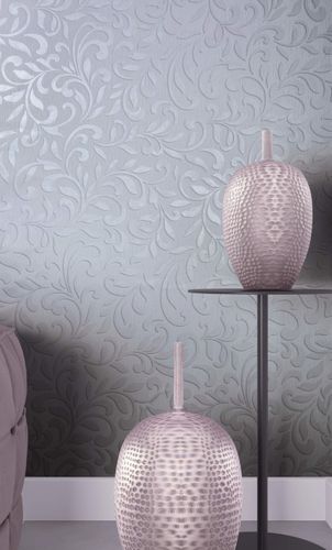 Non-woven wallpaper ornaments grey silver metallic 82394