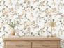 Non-woven wallpaper floral berries white green brown 47455 4