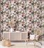 Non-woven wallpaper flowers leaves white pink green 47458 1