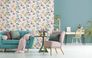 Non-woven wallpaper floral graphic white blue red 47467 1