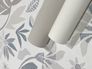 Non-woven wallpaper floral graphic white grey beige 47468 4