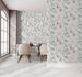 Non-woven wallpaper floral graphic white beige green 47469 1