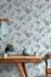 Non-Woven Wallpaper Flowers Illustration Blue Green 47473 4
