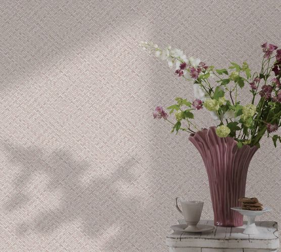 Non-woven wallpaper bast look wood rattan pink 47482