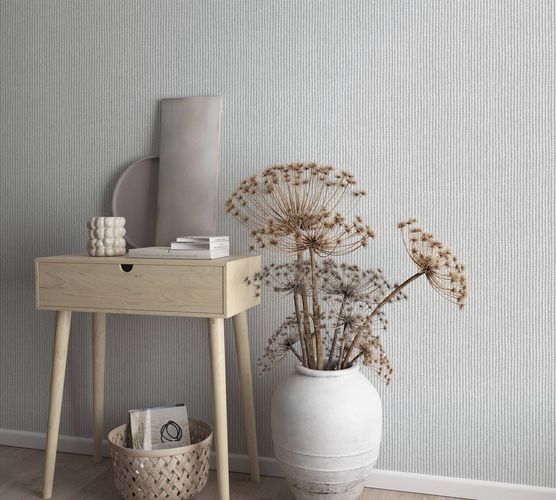 Non-woven wallpaper knitted pattern 3D look grey 47483