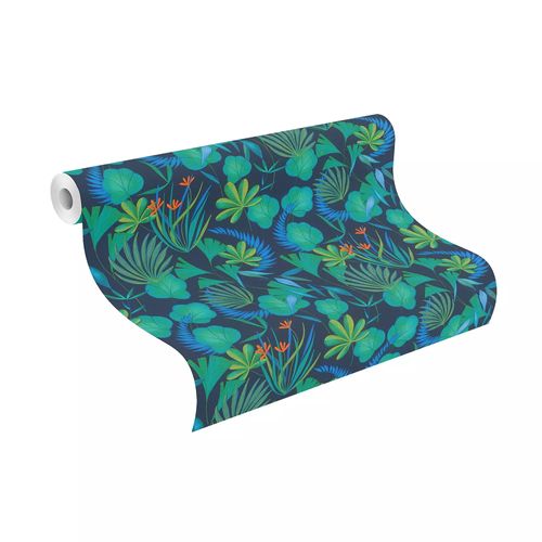 Non-woven wallpaper Rasch Blue Green Orange 466607