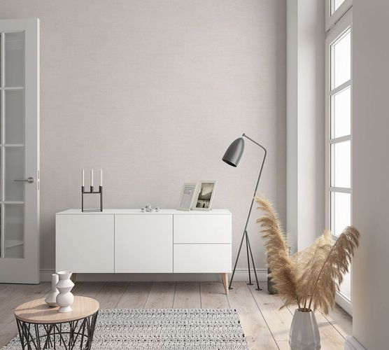 Non-Woven Wallpaper plain Cream Beige Metallic 33177
