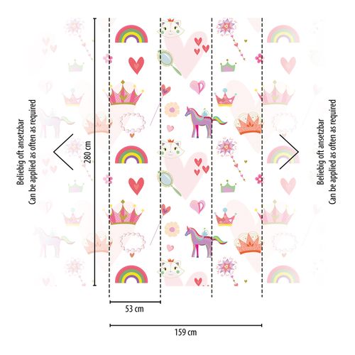 Photo Wallpaper princesses unicorns cream pink 39193-1