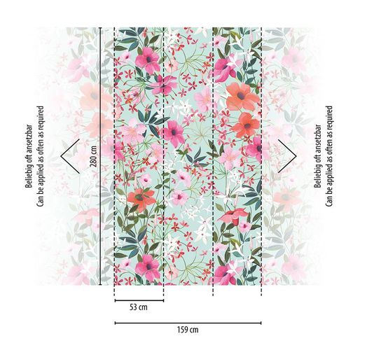 Photo Wallpaper flower pattern blue red green 39195-1