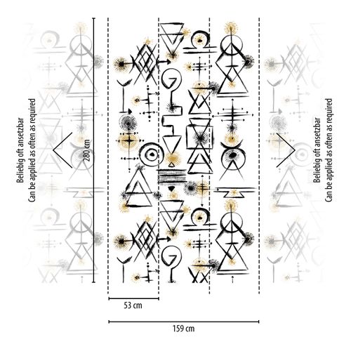 Photo Wallpaper ethno pattern symbols white black 39198-1