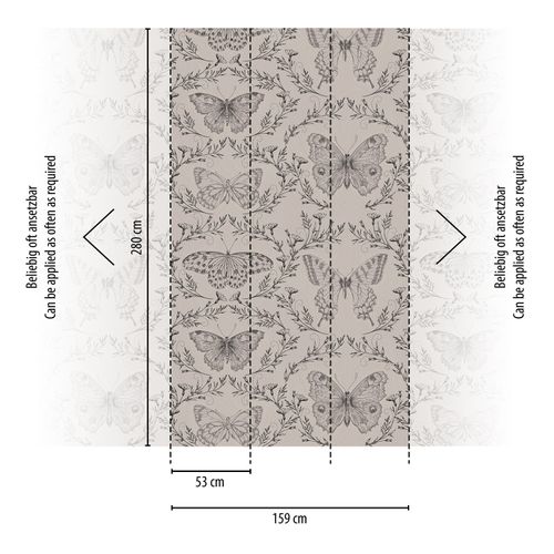 Photo Wallpaper vintage butterflies grey beige 39200-1