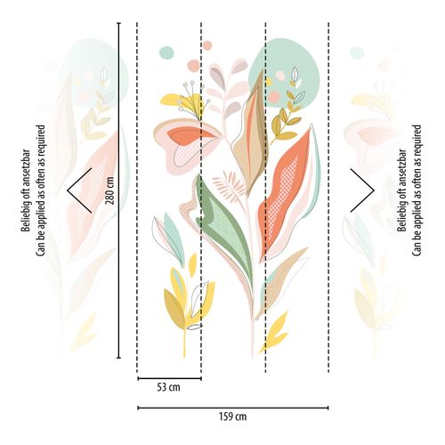 Photo Wallpaper floral leaves white green red 39211-1