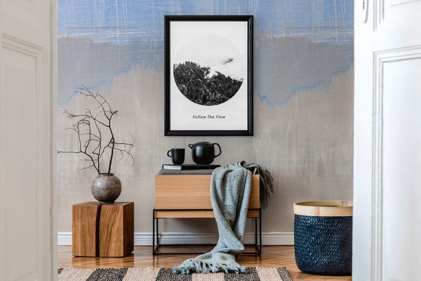 Photo Wallpaper watercolor abstract blue grey 39233-1