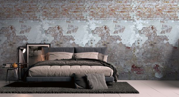 Photo Wallpaper stone look used look red grey 39234-1