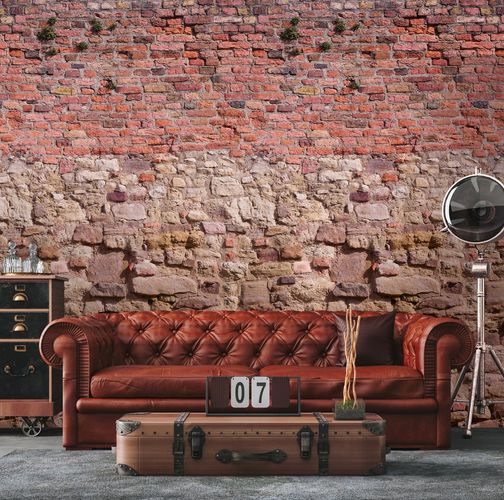 Photo Wallpaper used look stone look red brown 39246-1