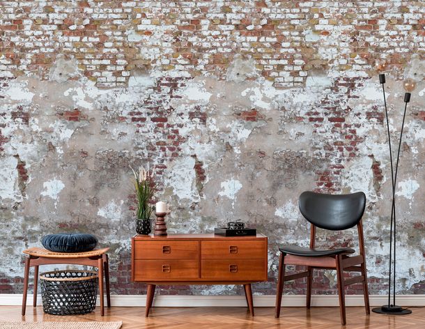 Photo Wallpaper stone look used look grey beige 39250-1