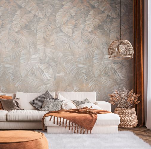 Photo Wallpaper palm leaves tropics brown beige 39262-1