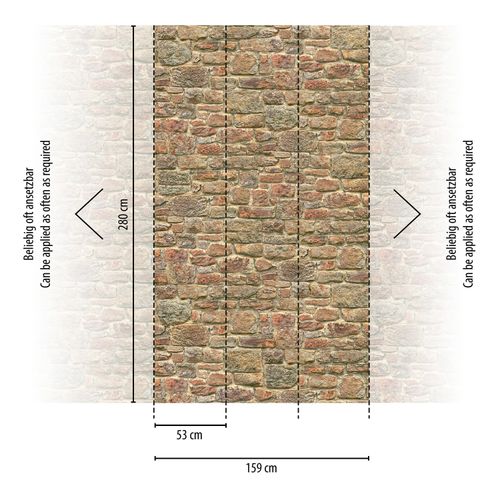 Photo Wallpaper stone look wall orange red beige 39318-1