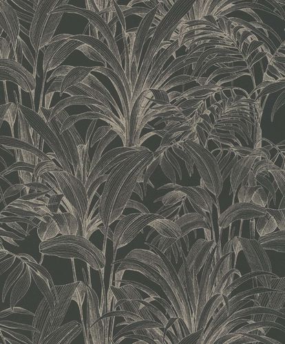 Non-Woven Wallpaper Tropical Black Gold Metallic A51403