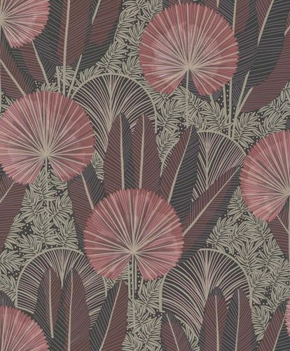 Non-Woven Wallpaper Tropical Red Gold Metallic A54702