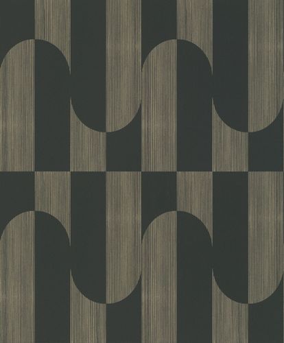 Non-woven wallpaper stripes black gold metallic A55702