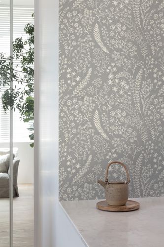 Non-Woven Wallpaper Floral grey Cream A58703