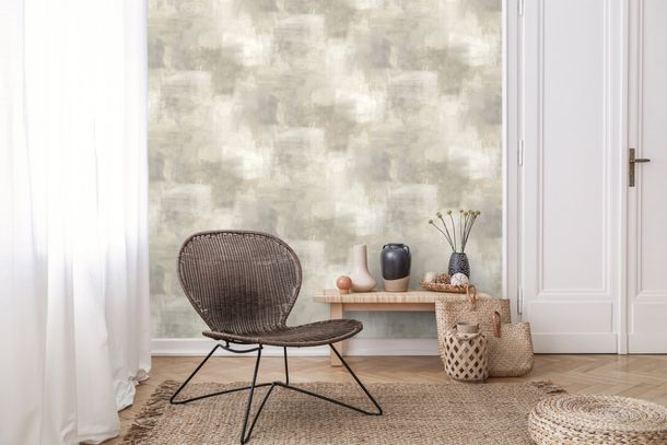 Non-Woven Wallpaper Plaster Look Cream grey A60002