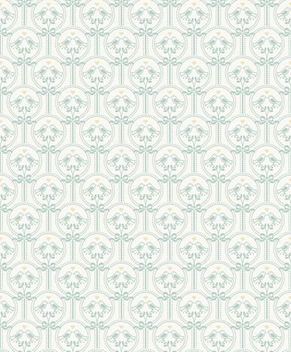 Non-Woven Wallpaper Birds White Green Gold JS3202
