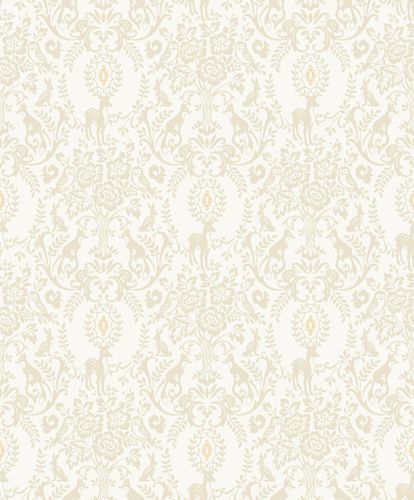 Non-Woven Wallpaper Floral White Beige Gold JS3303