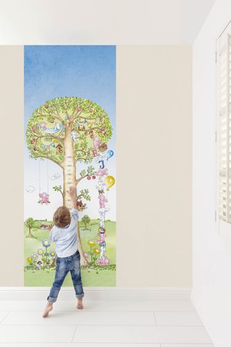 Photo Wallpaper Tree Height Chart Kids Blue Green LL6001