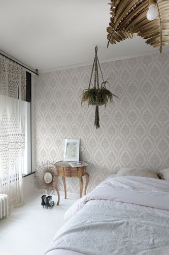 Non-woven wallpaper ornaments gray glitter MN3206
