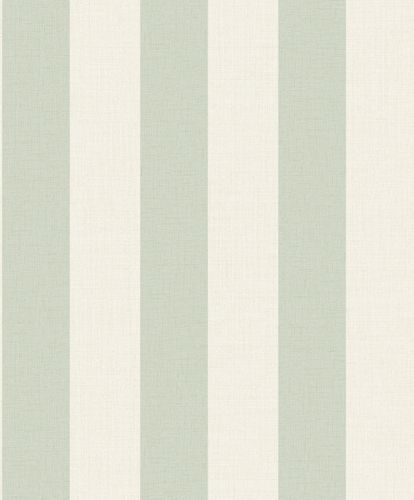 Non-woven wallpaper stripes textile look cream green MN4009