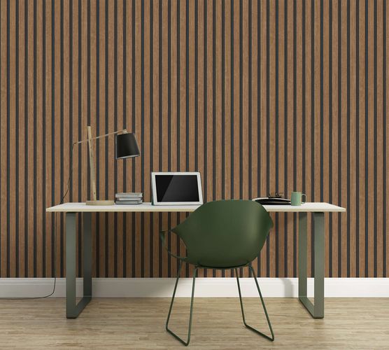 Non-woven wallpaper wood look brown black 39109-8