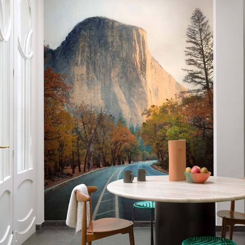 Wall Mural Road Mountain Autumn grey Orange ML1201