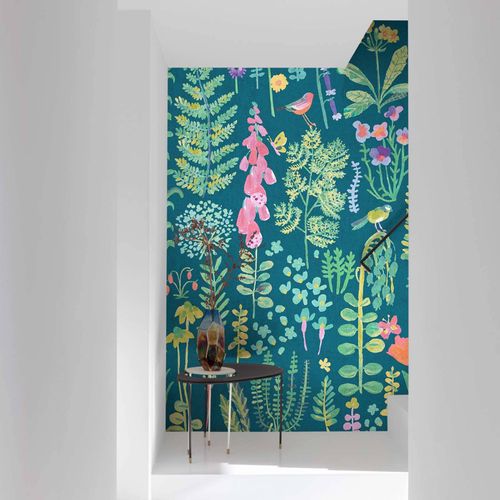Wall Mural Floral Watercolor Blue Green Pink ML1902