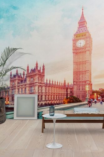 Wall Mural Big Ben London Skyline Blue Orange ML3501
