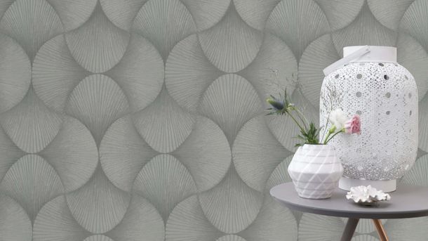Rasch non-woven wallpaper fans graphic silver 608212